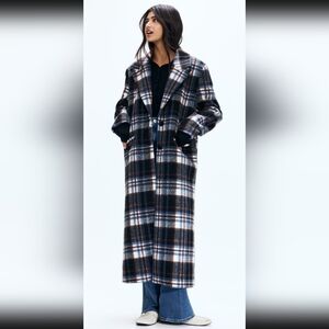 Davided H&M Women's Dark gray/plaid Single-Breasted Coat Sz S